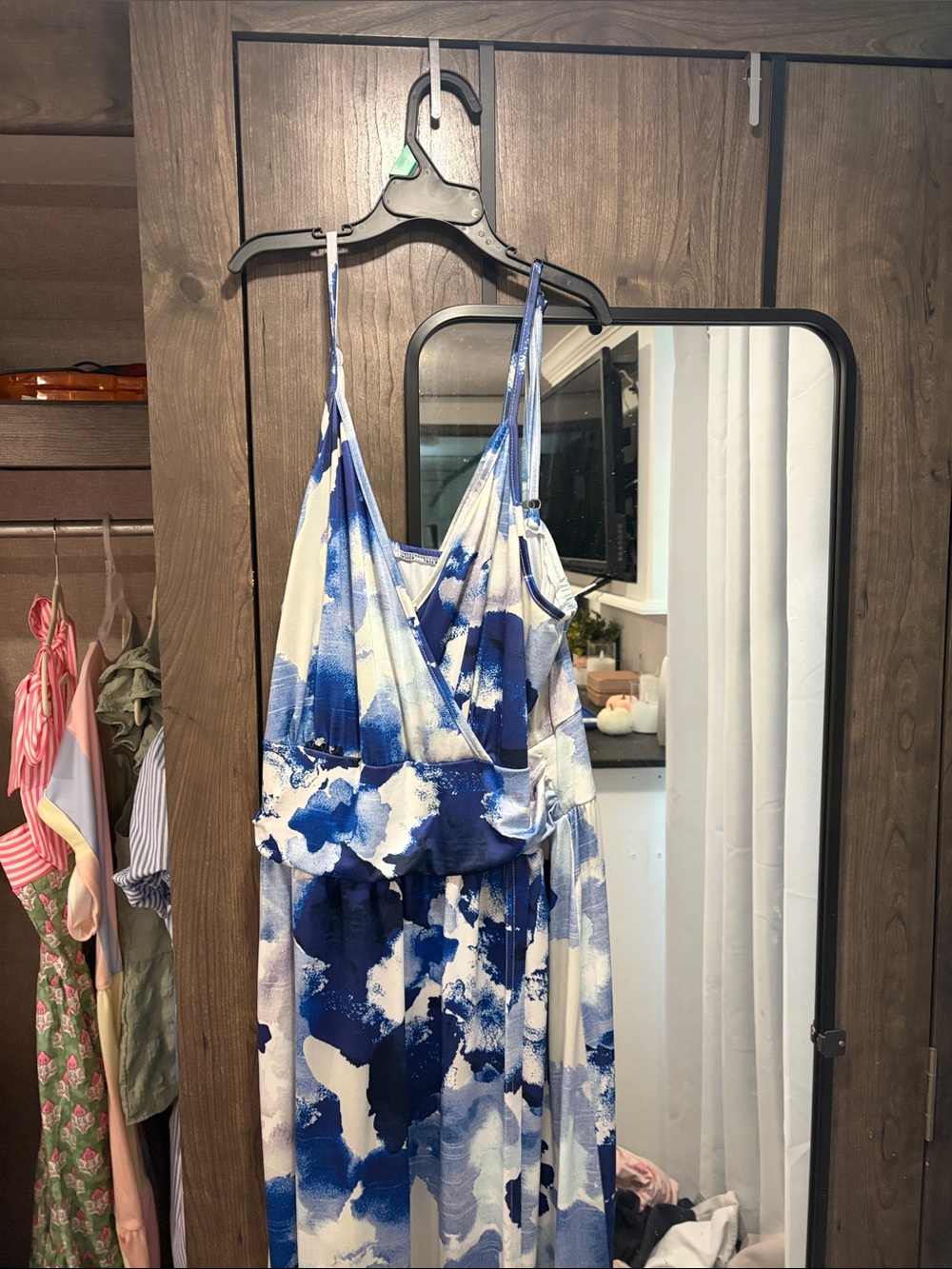 Womens maxi spaghetti strap dress with slit